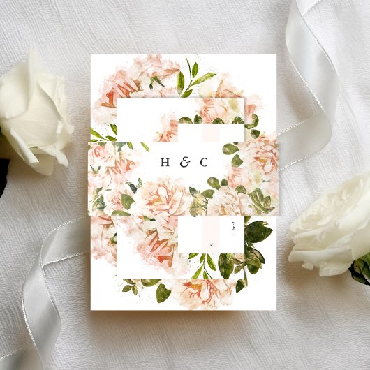 Elegant Roos Romance Wedding Uitnodigingen Wikkel