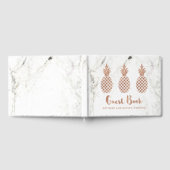 Elegant Roos roze ananas op wit marmer Gastenboek (Volledig)