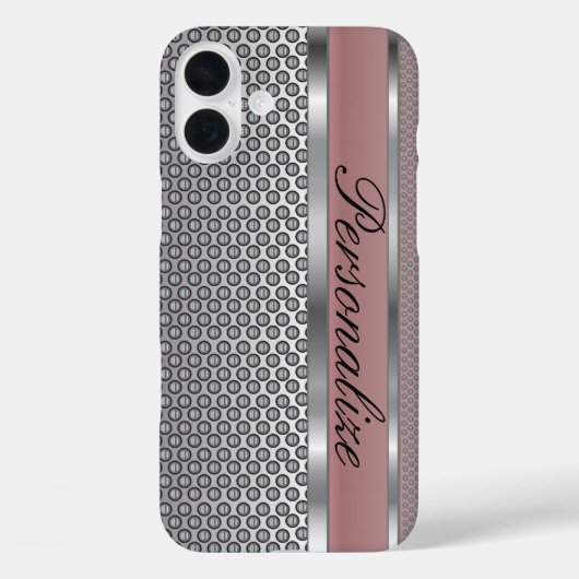 Elegant Roos Roze en Zilveren Metalen Ontwerp Case-Mate iPhone Case (Achterkant)