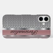 Elegant Roos Roze en Zilveren Metalen Ontwerp Case-Mate iPhone Case (Achterkant (horizontaal))