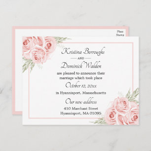 Elegant Roos Roze Floral trouwt alleen maar Aankondigingskaart