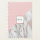 Elegant Roos roze goudkleurig marmer grijze MONOGR Planner (Voorkant)