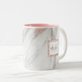 Elegant Roos roze goudkleurig marmer grijze MONOGR Tweekleurige Koffiemok (Voorkant rechts)
