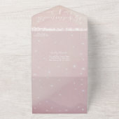 Elegant Roos Roze Heart Leaf Tree Weddenschap All In One Uitnodiging (Buitenkant)
