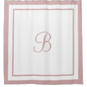 Elegant Roos Roze Kader Monogram Letter Douchegordijn (Voorkant)