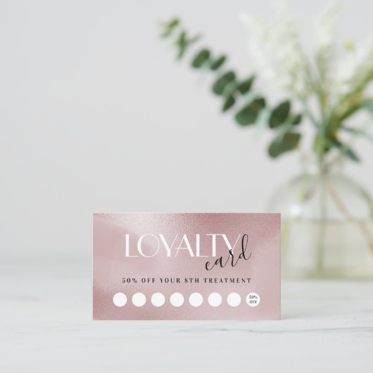 elegant roos roze loyaliteitskaart visitekaartje (Staand voorkant)