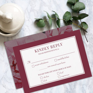 Elegant Roos Roze Romantische Trouwmaaltijd RSVP C Kaart