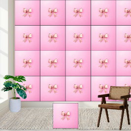 Elegant Roos Roze Satijn Coquette Bow Esthetisch Behang