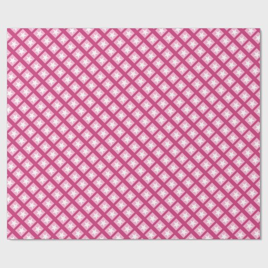 Elegant Roos Roze Wit Sterren Patroon Leuk cadeau Cadeaupapier (Vlak)