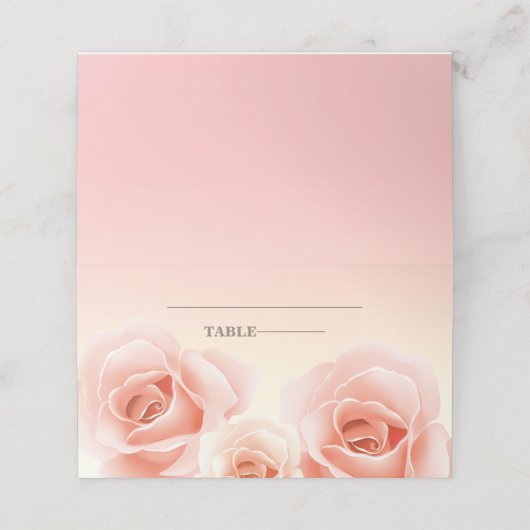 Elegant Roos Schilderij Tafel Plaats Kaarten (Buitenkant ongevouwen)