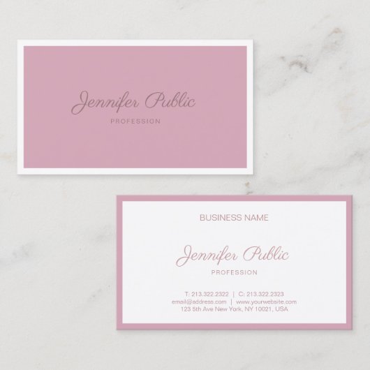 Elegant Roos Sjabloon Kleur handschrift Visitekaartje (Voorkant / Achterkant)