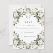 Elegant Roos Tuin Bruiloft RSVP Kaartje (Voorkant)
