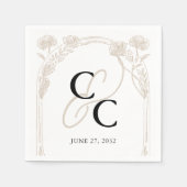 Elegant Roos Tuin Trellis Kalligrafie Monogram Servet (Voorkant)