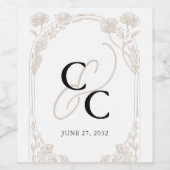 Elegant Roos Tuin Trellis Kalligrafie Monogram Wijn Etiket (Enkel label)