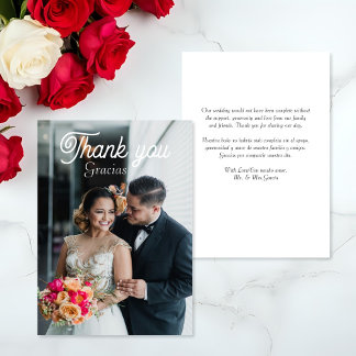 Elegant Roos tweetalige flat dank u kaart