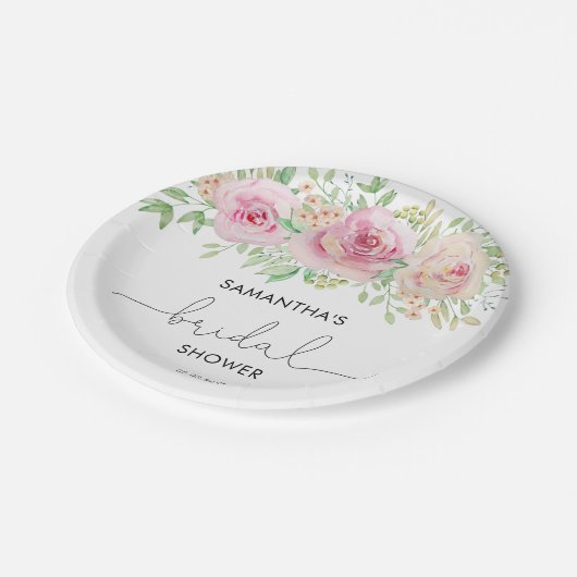 Elegant roos vrijgezellenfeest papieren bordje (Gekanteld)