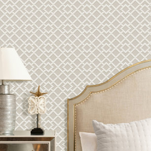 Elegant rooster geometrisch patroon Greige Beige Behang