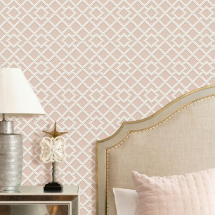 Elegant rooster geometrisch patroon roze gebroken behang