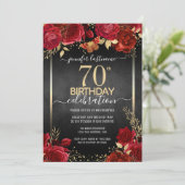 Elégant Rose 70e anniversaire Invitation (Debout devant)