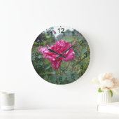 Élégant Rose À Rayures Roses Et Blanches, Horloge  (Maison)