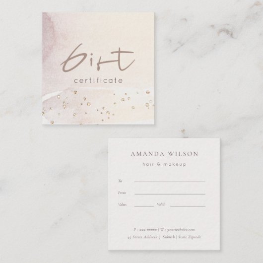 Élégant Rose Abstrait Gold Purple Certificat cadea (Devant / Derrière)