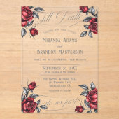 Élégant Rose Acrylique Faire-part de mariage flora (Recto)