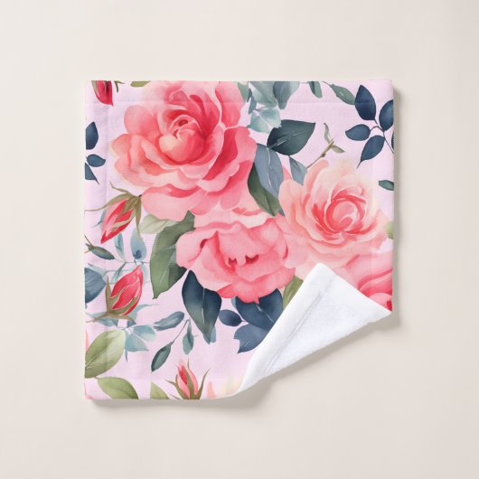 Élégant Rose aquarelle (Gant de toilette)