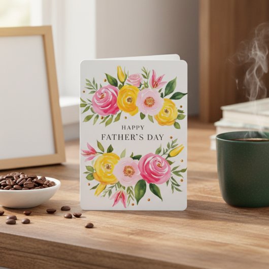 Elégant Rose aquarelle Bonne carte Fête des pères