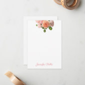 Elégant Rose aquarelle Modèle manuscrit plat (Devant/Arrière en situation)