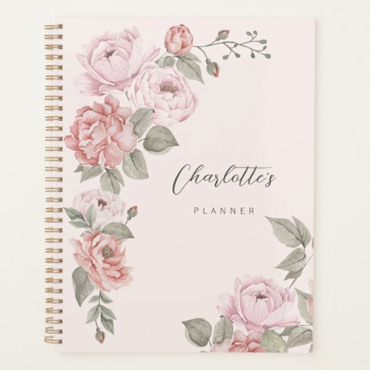 Elégant rose Aquarelle Peony Florals Personnalisé (Devant)