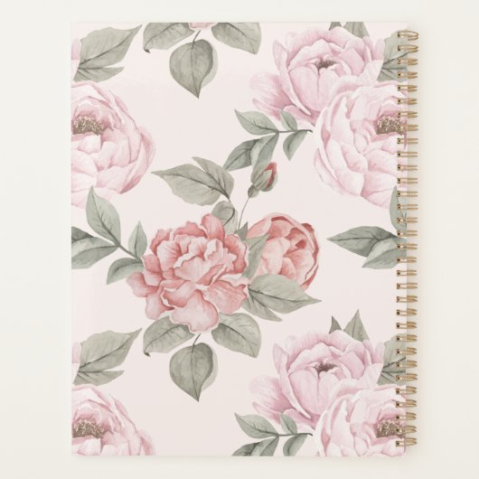 Elégant rose Aquarelle Peony Florals Personnalisé (Dos)