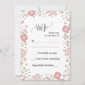 Elégant rose Automne Floral Wedding Carte RSVP (Devant)