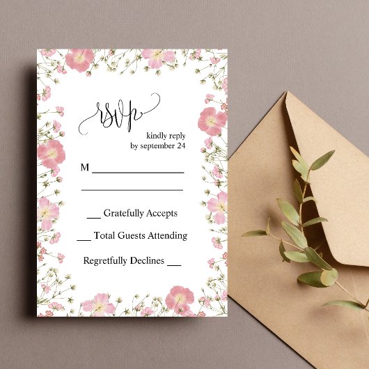 Elégant rose Automne Floral Wedding Carte RSVP