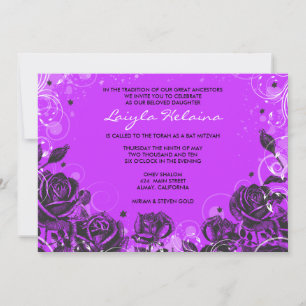 Élégant Rose Bat mitzvah Invitation d'invitation