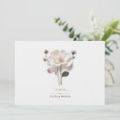 Élégant Rose blanche Faire-part de mariage horizon (Debout devant)