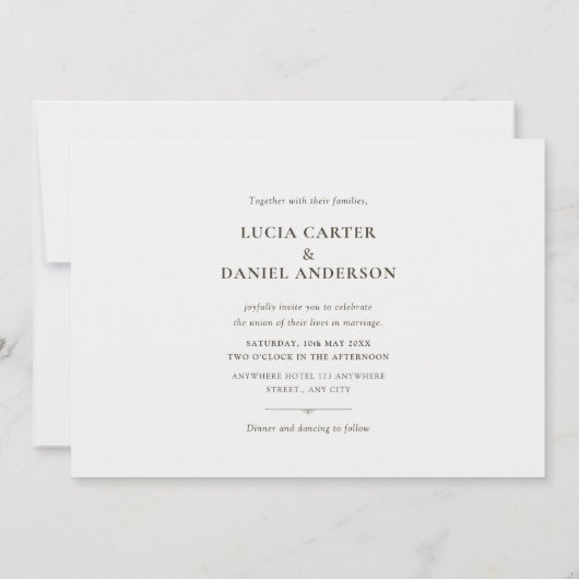 Élégant Rose blanche Faire-part de mariage horizon (Dos)