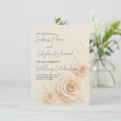 Élégant Rose Blush 3D Faire-part de mariage romant (Debout devant)