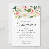 Elégant rose Blush Floral Quinceañera Invitation (Devant)