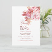 Elégant Rose bohème de douche nuptiale Invitation (Debout devant)