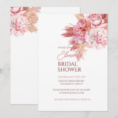 Elégant Rose bohème de douche nuptiale Invitation (Devant / Derrière)