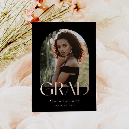 Élégant Rose Boho Foil Grad Faire-part