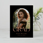 Élégant Rose Boho Foil Grad Faire-part (Debout devant)