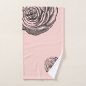 Élégant Rose botanique noir sur Bébé bleu rose (Serviette à main)