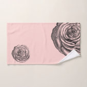 Élégant Rose botanique noir sur Bébé bleu rose (Serviette à main)