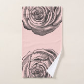 Élégant Rose botanique noir sur rose pâle (Serviette à main)
