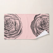 Élégant Rose botanique noir sur rose pâle (Serviette à main)
