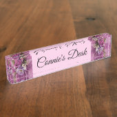 Elegant Rose Bouquet Desk Naambordje (Zijkant)