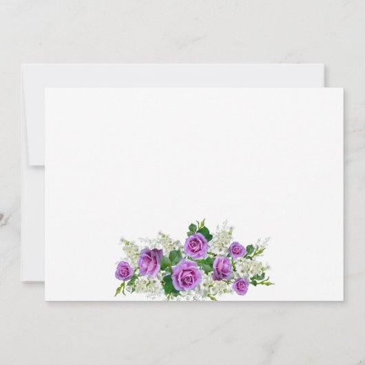 Elégant Rose Bouquet Fleurs Mariage Merci (Dos)