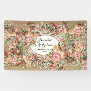 Elegant Rose Bouquet Gold Vrijgezellenfeest Spandoek