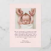 Élégant Rose Bow Faire-part de naissance or (Verso)